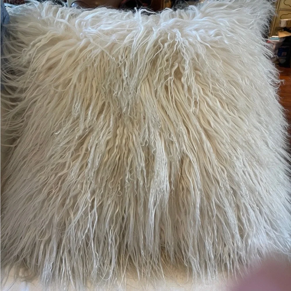 West Elm sheep fur euro pillow 24”